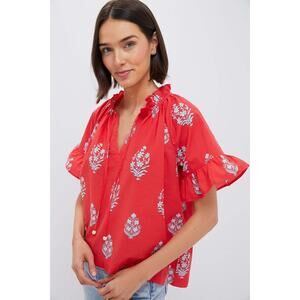 TUCKERNUCK BEACH Scarlet Bouquet Blockprint Cassis Top Size XL NWT